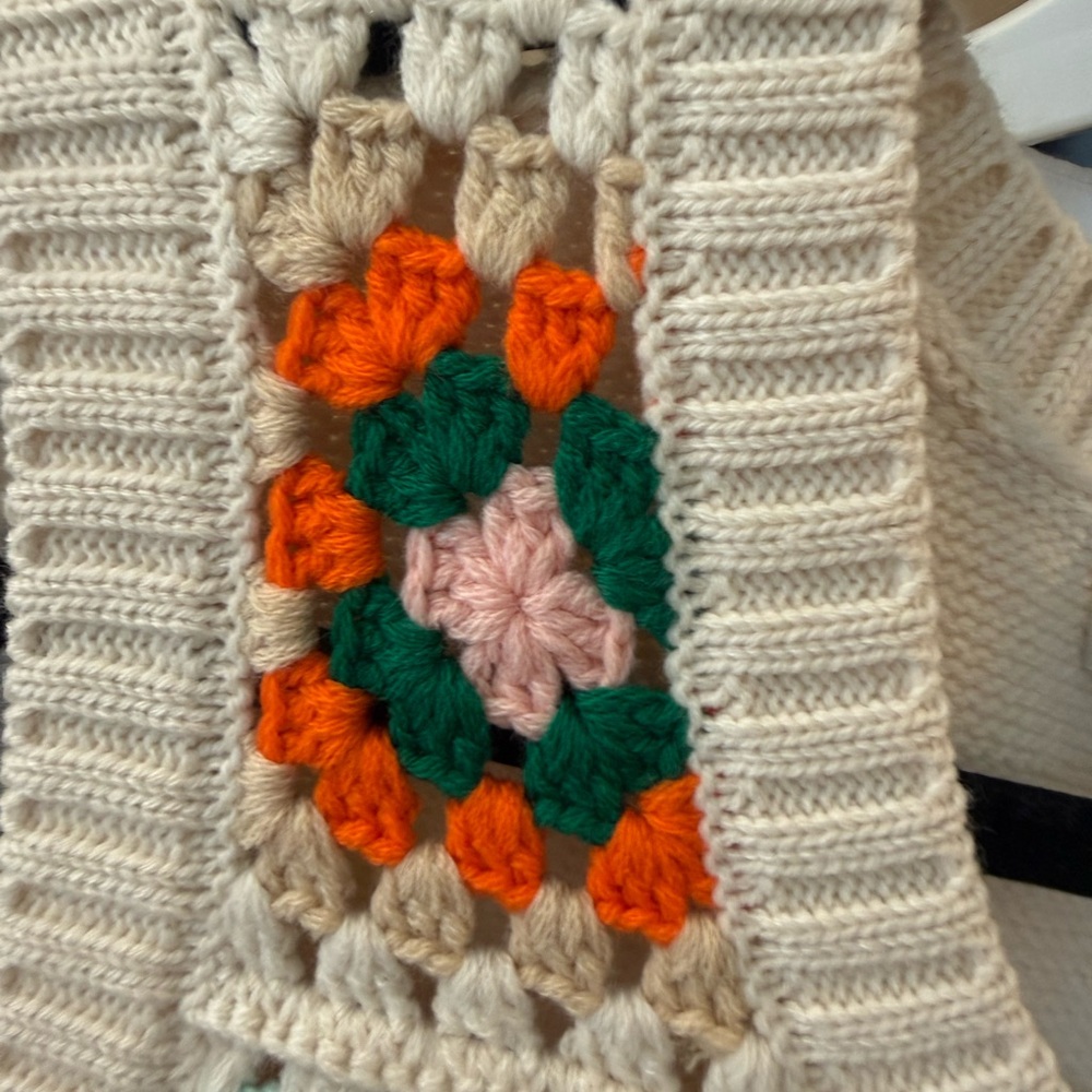 Sea Women's Colorful Crochet V-Neck Sweater Vest - Picture 6 of 6